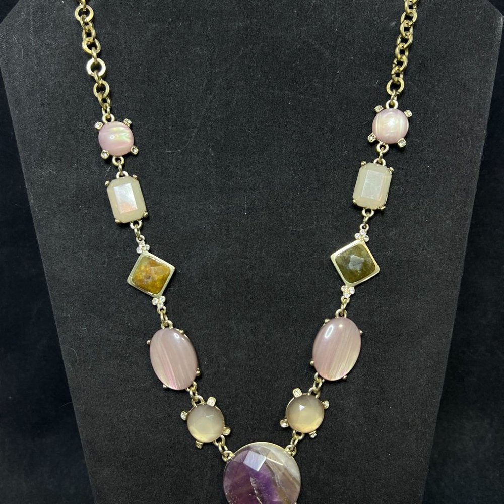 Loft Chunky Gold Tone Cable Chain Jadeite Necklace 32" (4261)